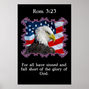 Rom 3:23 Med en örfil framför en amerikansk flagga Poster