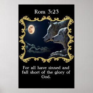 Rom 3:23 Vargar tittar in i fullt måne. Poster
