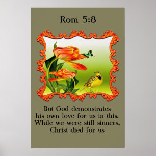 Rom 5:8 Gult och svart kanariefågel Poster
