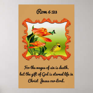 Rom 6:23 Gult och svart kanariefält Poster