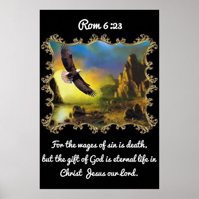 Rom 6:23 Med en ålders flytt över landskapet. Poster (Framsidan)