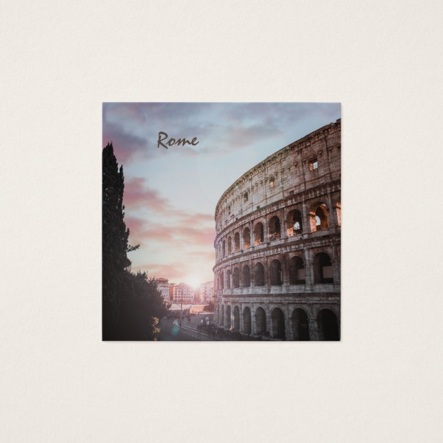 Rom antikt arkitektur solnedgång stadssiluett fyrkantigt visitkort (Framsida)