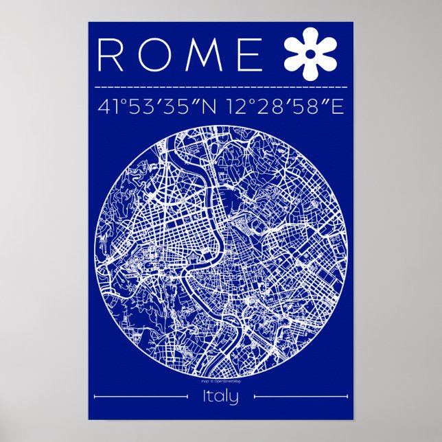 Rom Blueprint Stadskartposter – Cirkulär design Poster (Framsidan)