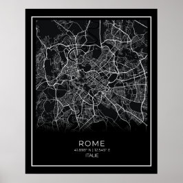 Rom City Karta - Rom Black Karta Poster