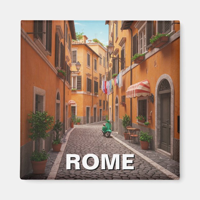 Rom Cobblestone Street Italien Magnet (Framsidan)