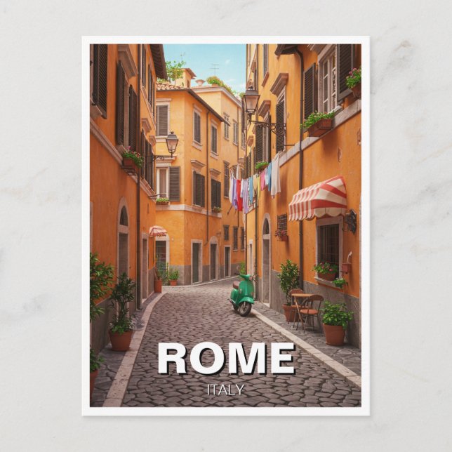 Rom Cobblestone Street Italien Vykort (Framsida)