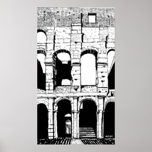 Rom Colosseum Black White Italien Travel Art Skriv Poster