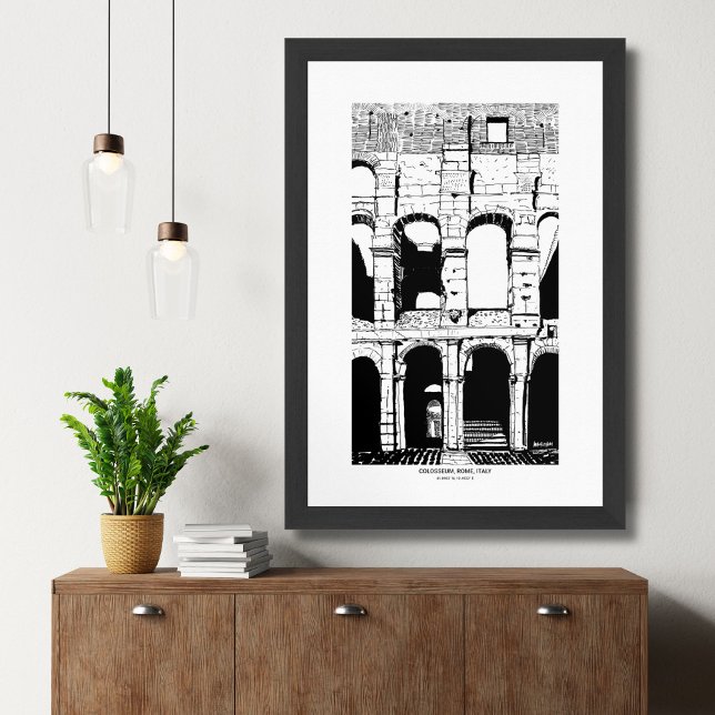 Rom Colosseum Black White Italien Travel Sketch Poster (Rome Colosseum Black White Italy Travel Sketch Poster)