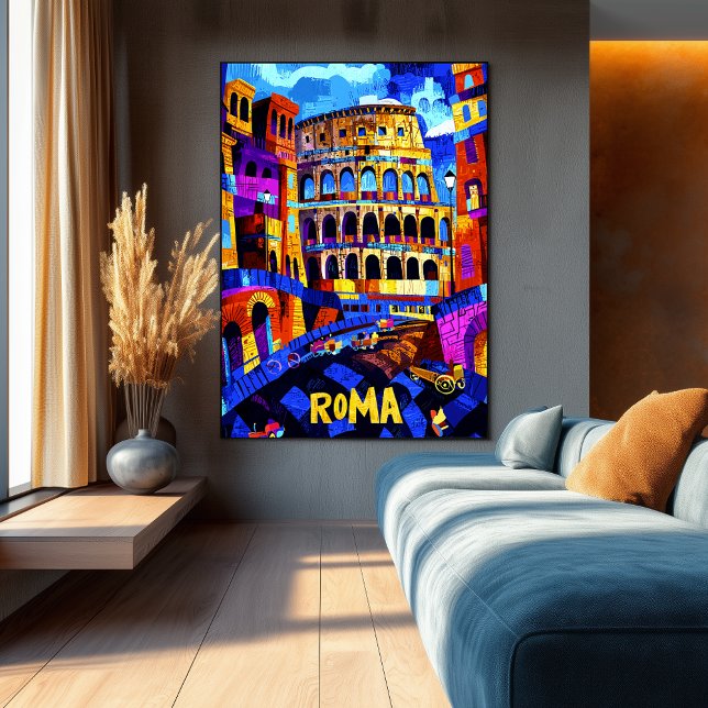 Rom Colosseum Färg, Vibrant Geometric Cityscape Poster (Skapare uppladdad)