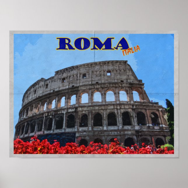 Rom Colosseum Italien Distress Vintage resor Poster (Framsidan)