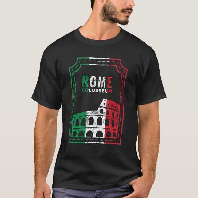Rom Colosseum Italien Italia Roman Amphitheater An T Shirt (Framsida)