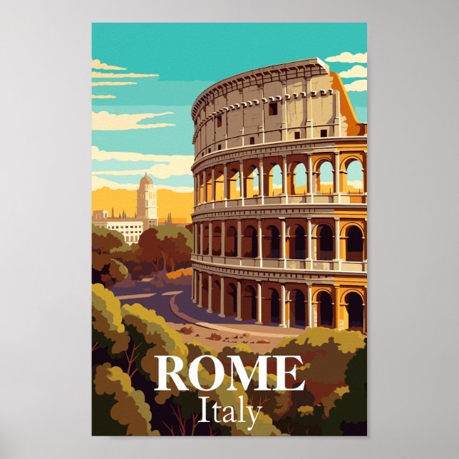 Rom Colosseum Italien Resa Illustration Poster (Framsidan)