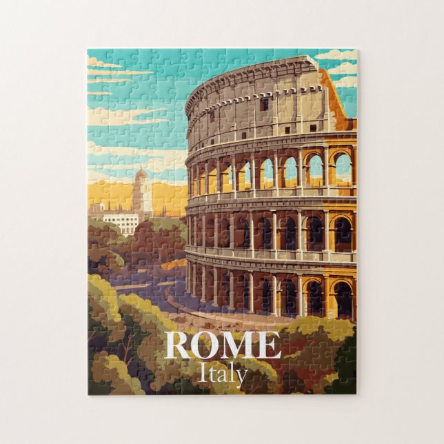 Rom Colosseum Italien Resa Illustration Pussel (Vertikal)
