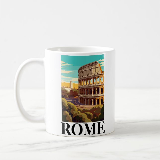 Rom Colosseum Italien Travel Illustration Kaffemugg (Vänster)