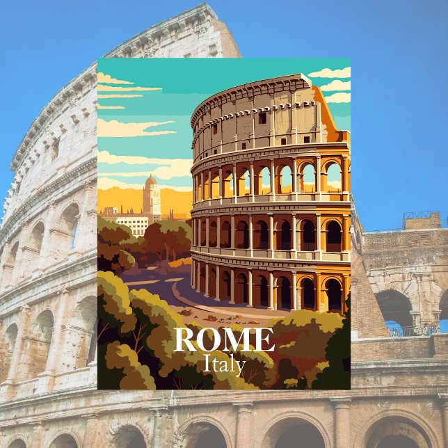 Rom Colosseum Italien Travel Illustration Vykort (Rome Italy)