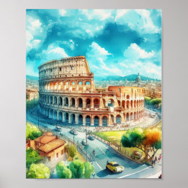 Rom Colosseum Italien Watercolor Art Poster