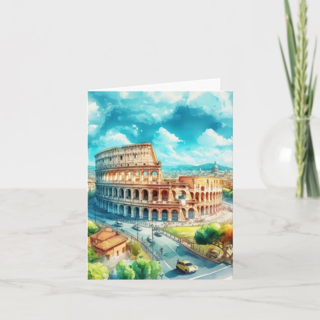 Rom Colosseum Italien Watercolor Kort (Framsida)
