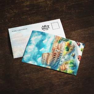 Rom Colosseum Italien Watercolor Postcard Inbjudningar