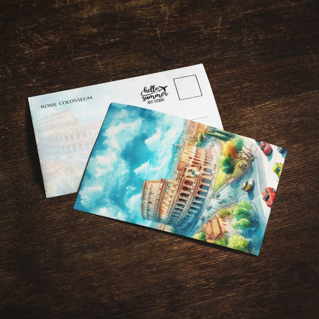 Rom Colosseum Italien Watercolor Postcard Inbjudningar (Skapare uppladdad)