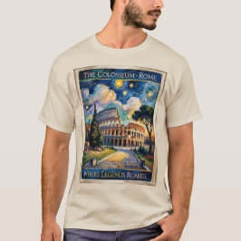 Rom Colosseum Itlay Landmark Retro Van Gogh Art T Shirt