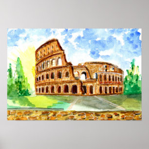 Rom Colosseum Watercolor Poster
