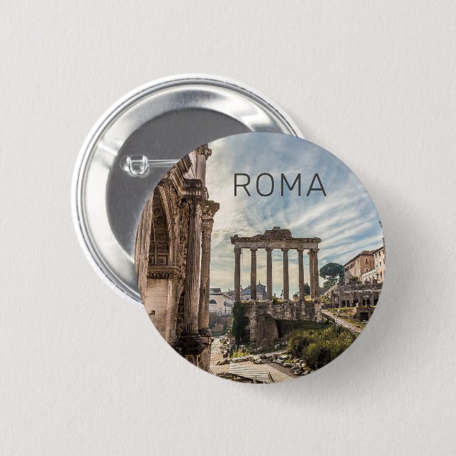 Rom Forum Romanum Italien Helgdag Souvenir Knapp (Framsida & baksida)