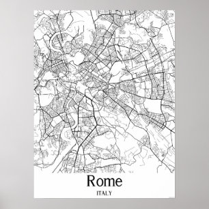 Rom Italien Black and White Europe City Karta Poster