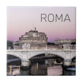 Rom Italien Castel Sant'Angelo Bridge Sunset Kakelplatta
