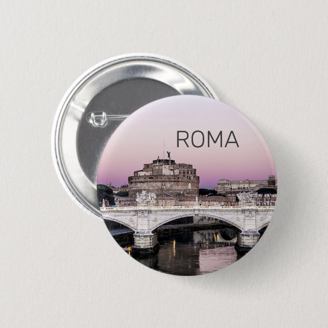 Rom Italien Castel Sant'Angelo Bridge Sunset Knapp (Framsida & baksida)