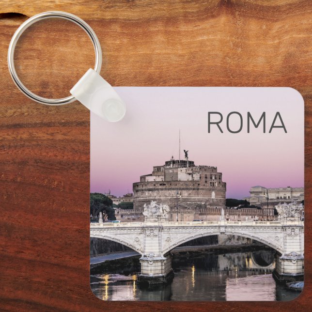 Rom Italien Castel Sant'Angelo Bridge Sunset Nyckelring (Framsida)