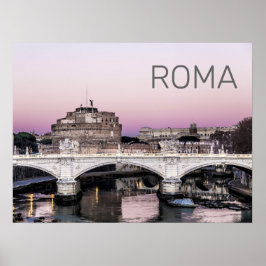 Rom Italien Castel Sant'Angelo Bridge Sunset Poster
