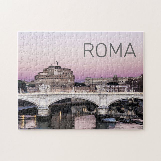 Rom Italien Castel Sant'Angelo Bridge Sunset Pussel (Horisontell)