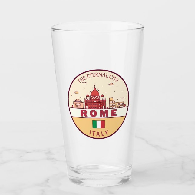 Rom Italien City Skyline Emblem Glaskopp (Framsida)