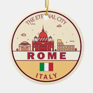 Rom Italien City Skyline Emblem Julgransprydnad Keramik