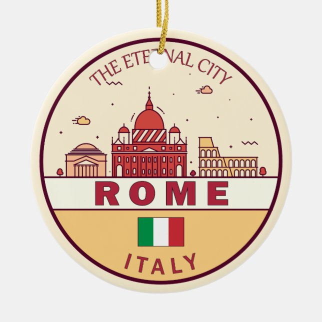 Rom Italien City Skyline Emblem Julgransprydnad Keramik (Framsidan)