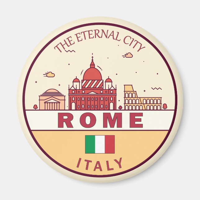 Rom Italien City Skyline Emblem Magnet (Framsidan)