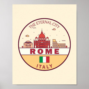 Rom Italien City Skyline Emblem Poster