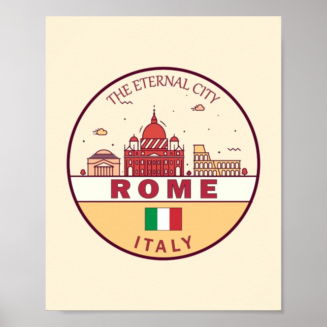 Rom Italien City Skyline Emblem Poster (Framsidan)