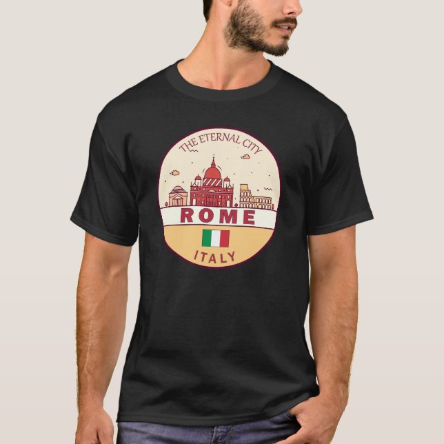 Rom Italien City Skyline Emblem T Shirt (Framsida)