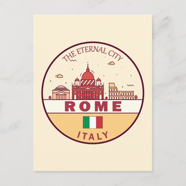 Rom Italien City Skyline Emblem Vykort (Framsida)