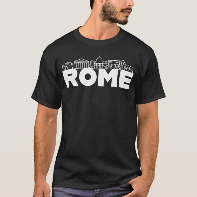 Rom Italien City Skyline Silhouette Outline Sketch T Shirt (Framsida)