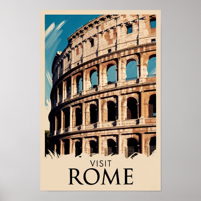Rom Italien Colosseum Illustration Resa Konst Poster (Framsidan)
