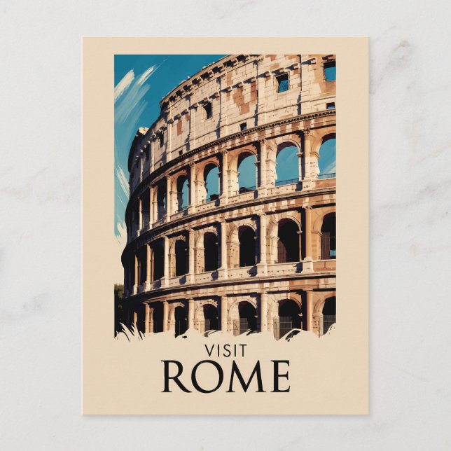 Rom Italien Colosseum Illustration Resa Konst Vykort (Framsida)