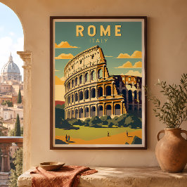Rom Italien Colosseum Resa Konst Vintage Poster