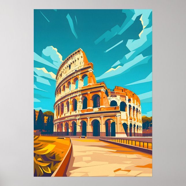 Rom Italien Colosseum Vintage Resa Väggkonst (Framsidan)