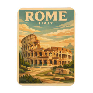 Rom Italien Colosseum Vintage Resor vykort Magnet