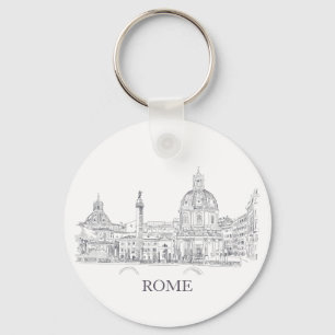 Rom Italien Domes och Obelisk Pen och Bläck Sketch Nyckelring