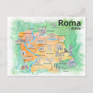 Rom Italien Illustrerad Reskarta Vykort