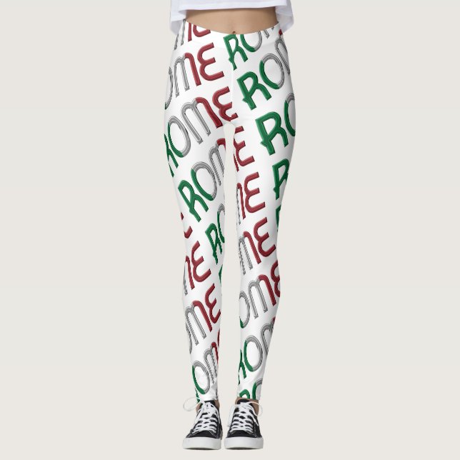 Rom Italien Italienska Flagga Typography Mönster Leggings (Framsida)