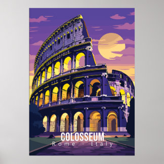 Rom - Italien, kolosseum, resekonst poster